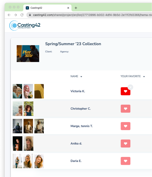 Casting database example