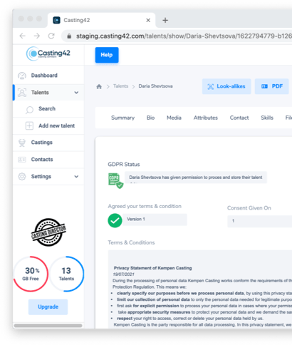 Esempio di database di casting