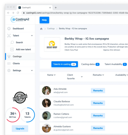 Agentursoftware für Talente