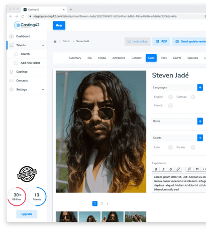 Einfach zu bedienende Casting-Datenbank
