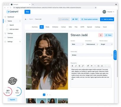 Casting database example